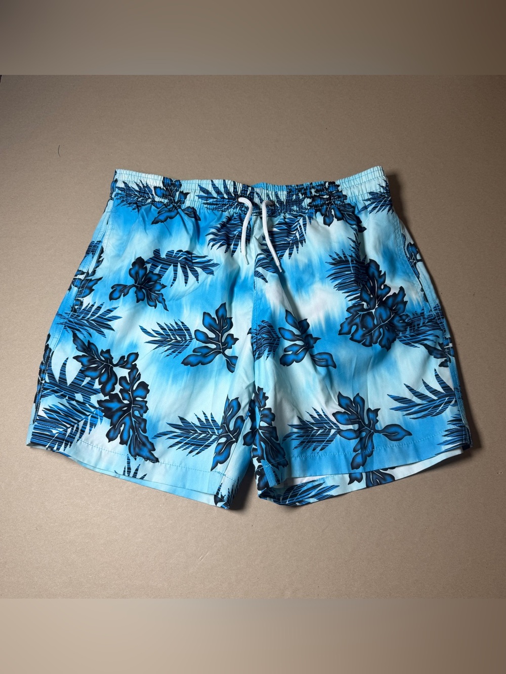 Trunks surf and swim co shorts tropical blue and black beach resort size L mens